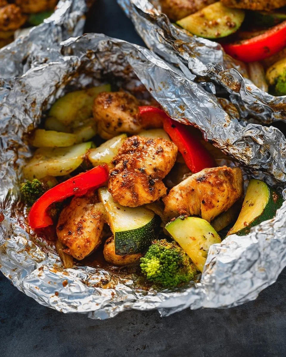 Foil Pack Cajun Chicken and Vegetables