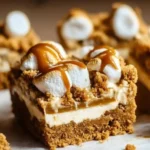 Gooey Biscoff crumb bars topped with a sprinkle of cookie crumbs.