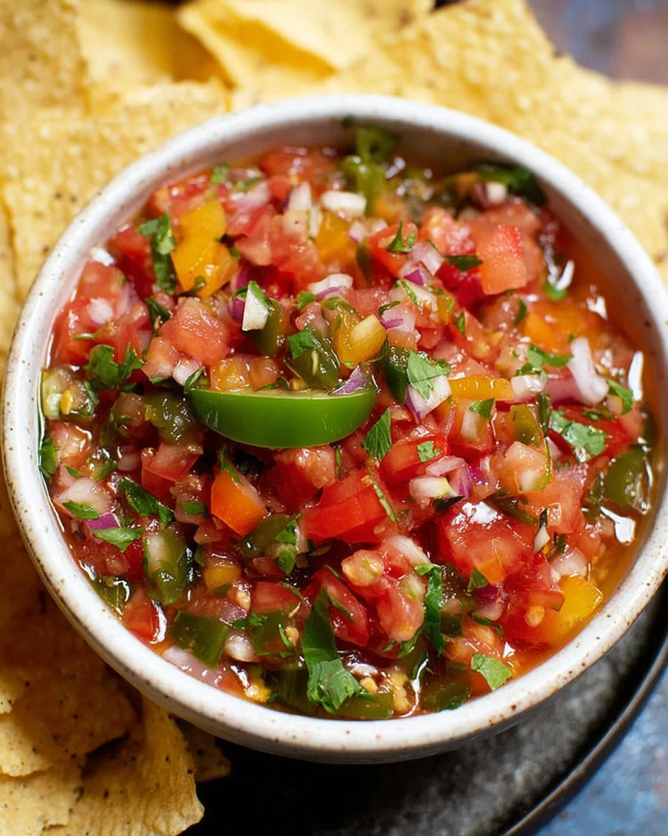 Delicious grilled jalapeño salsa served with tortilla chips