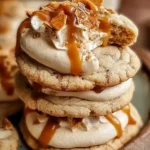 Freshly baked Harry Potter Butterbeer Cookies topped with caramel drizzle