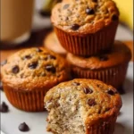 Healthy banana bread protein muffins with fresh bananas and protein powder