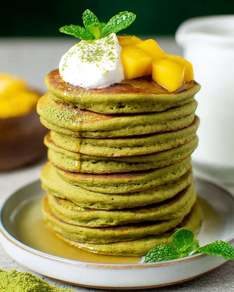 Healthy Vegan Matcha Pancakes