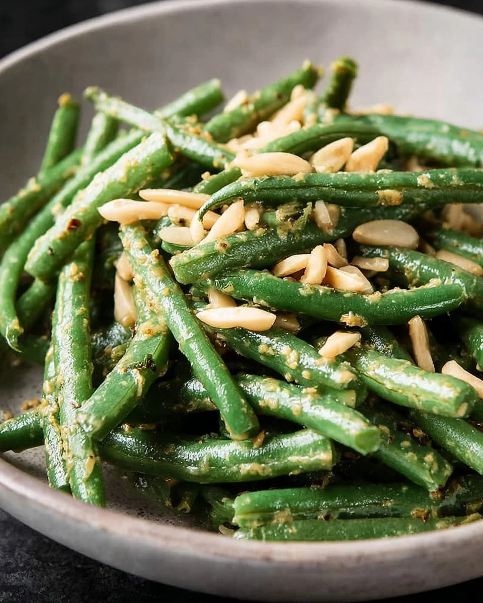 Delicious honey mustard green beans served in a bowl