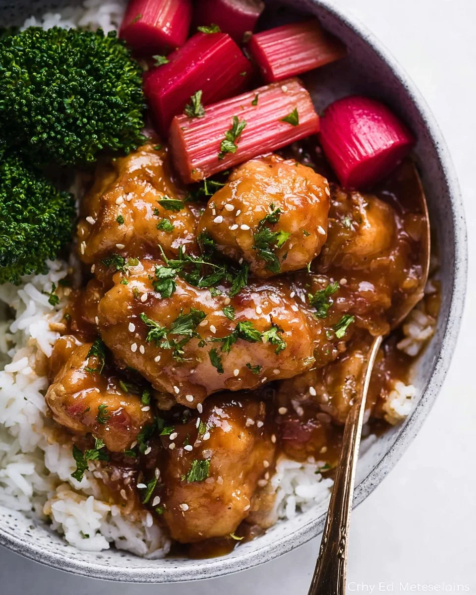 Delicious Honey Rhubarb Chicken served on a plate