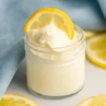 Delicious lemon buttercream frosting on a cake