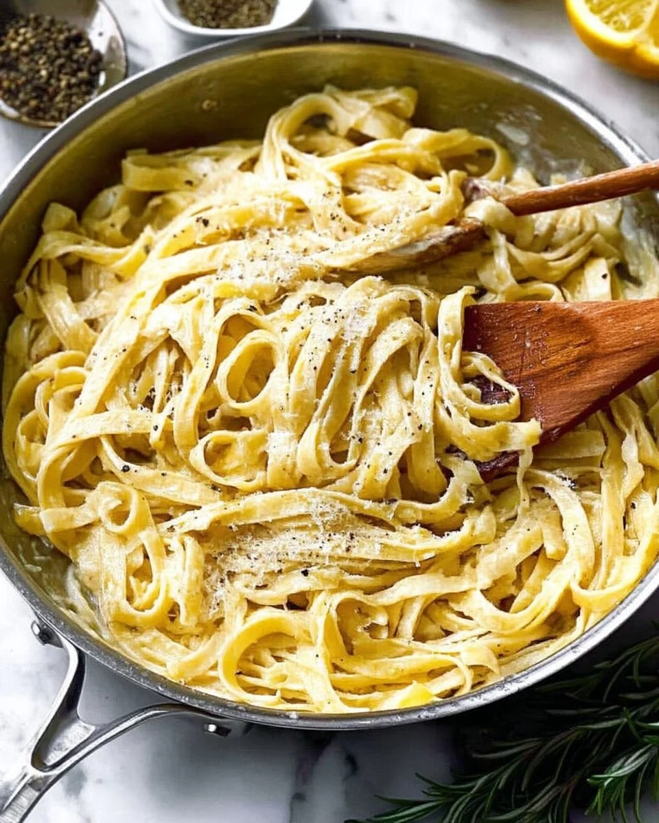 Lemon Fettuccine Alfredo with fresh lemon zest and creamy sauce in a bowl