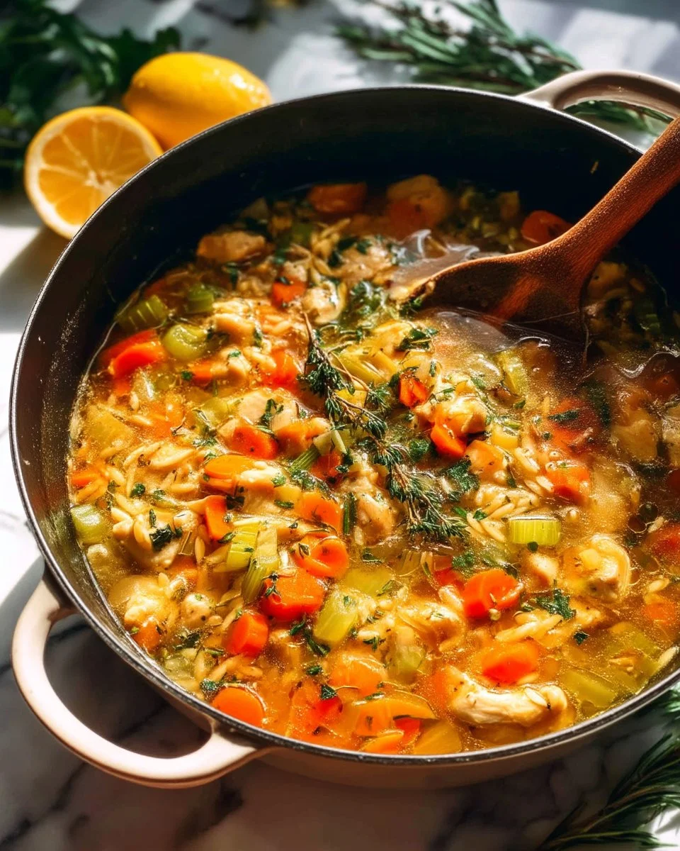 Lemony Chicken Stew with Orzo