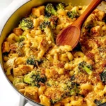 Creamy Mac and Cheese with Chicken and Broccoli in a bowl