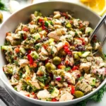 Delicious Mediterranean Tuna Salad with fresh ingredients and vibrant colors