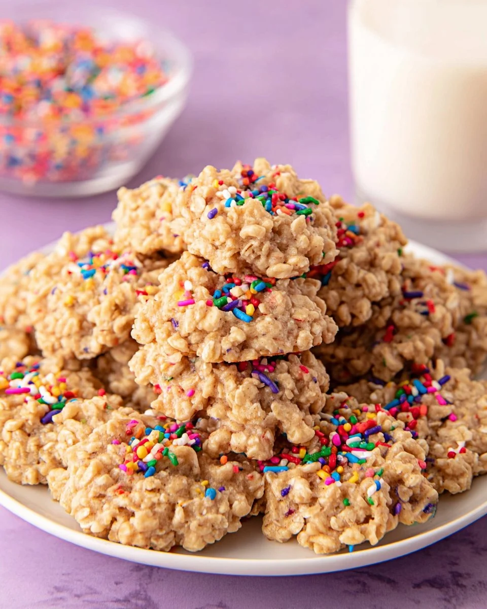 Delicious no bake sugar cookies arranged neatly on a plate.