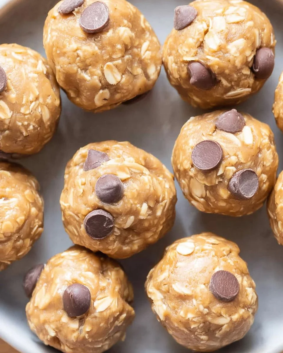 Homemade peanut butter protein balls on a wooden table