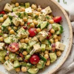 Protein packed avocado chickpea salad full of flavor and nutrients.