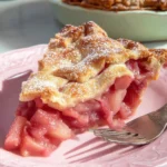 Freshly baked rhubarb pie with a golden crust and vibrant filling