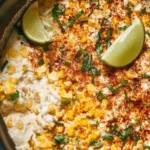 Delicious slow cooker street corn dip served with tortilla chips.