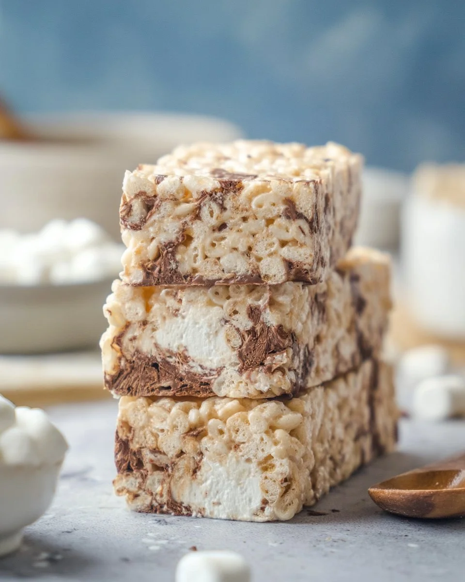 S'mores Rice Krispie Treat Roll dessert with chocolate and marshmallows