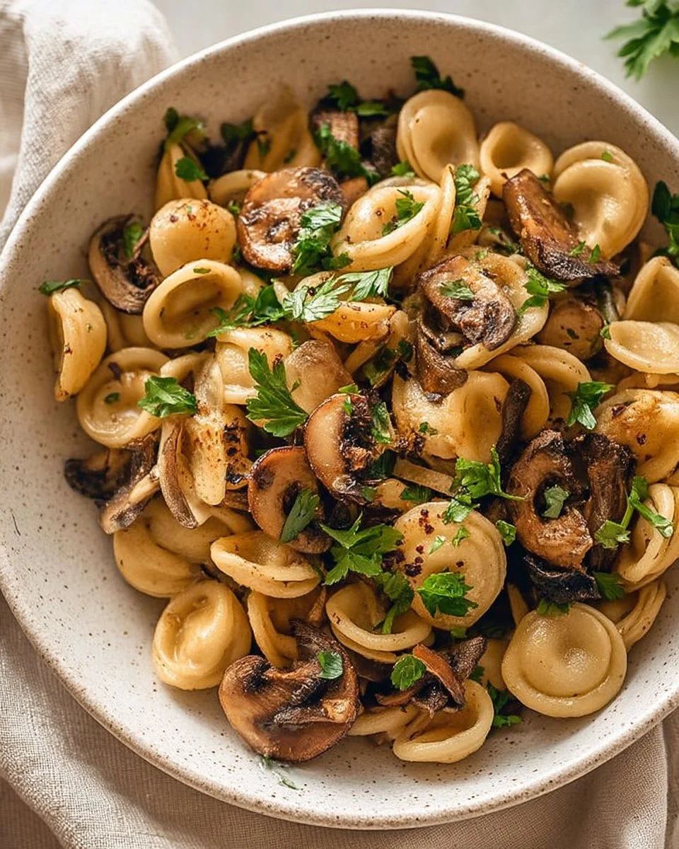 A bowl of spicy miso pasta garnished with herbs and chili flakes.