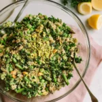Spring Quinoa Salad with Asparagus and Peas in a bowl