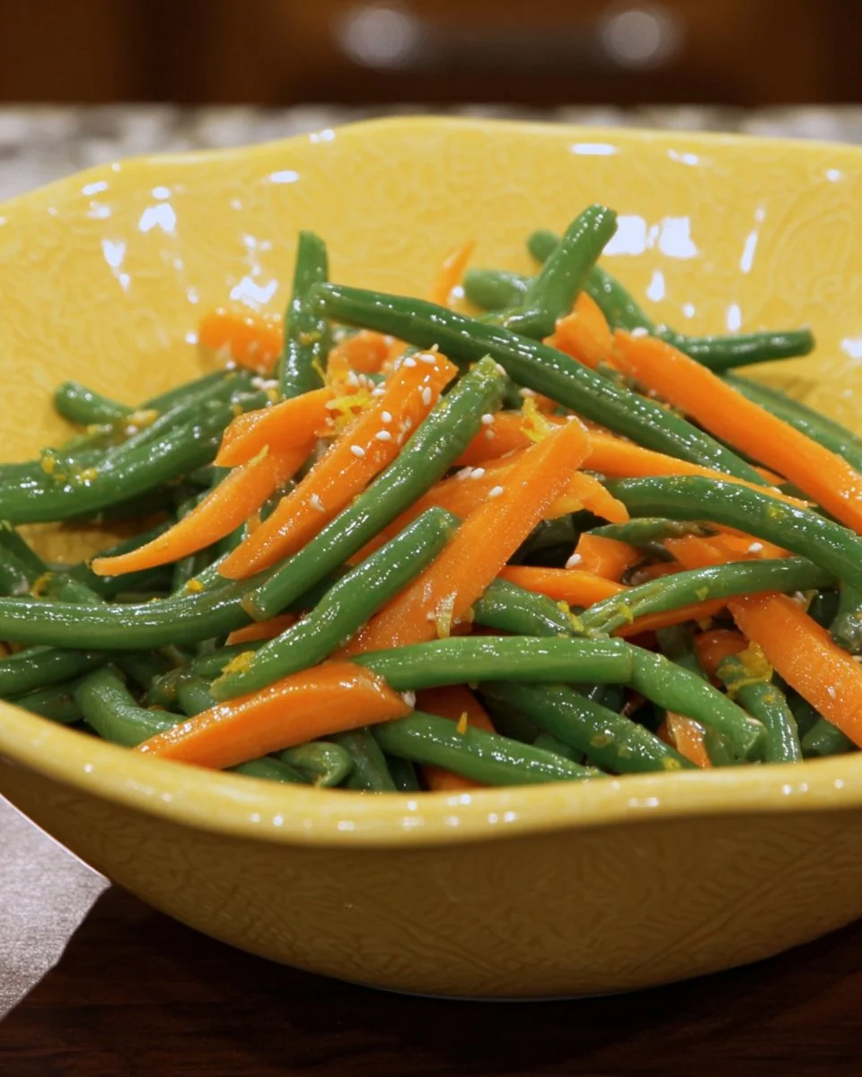 Steamed Green Beans and Carrots with Orange Sauce