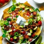 Delicious and colorful taco salad with fresh ingredients and toppings