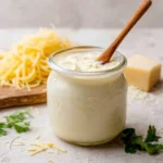 Delicious homemade 3-Ingredient Alfredo Sauce ready to serve over pasta.