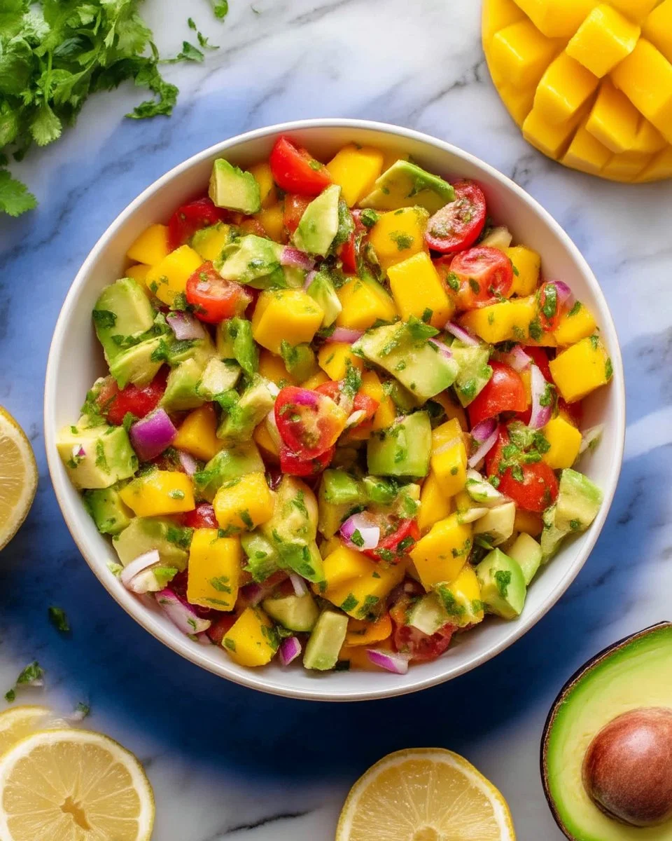 Delicious avocado mango salad with vibrant colors and fresh ingredients