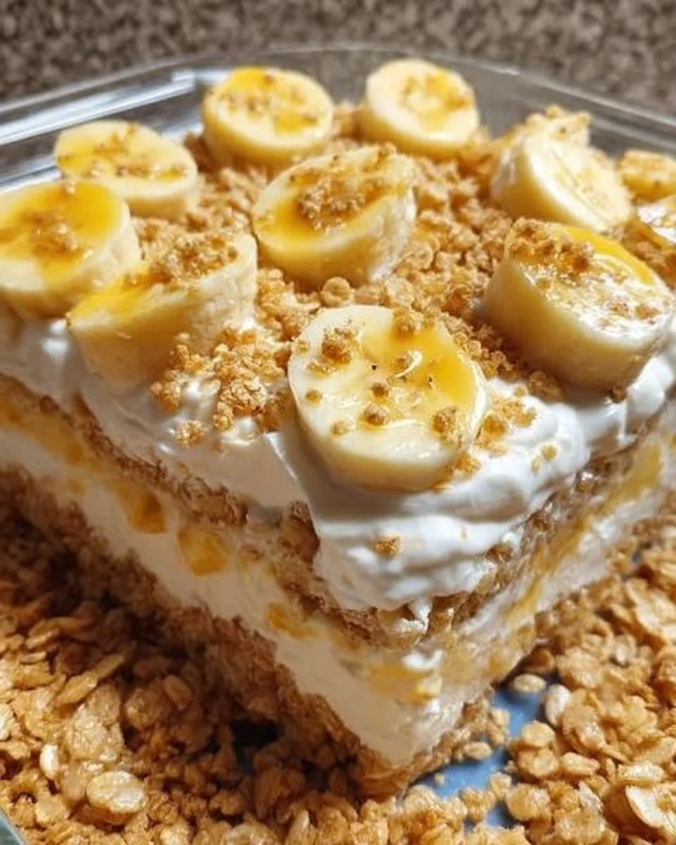 Delicious Banana Pudding Rice Krispies Treats displayed on a plate.