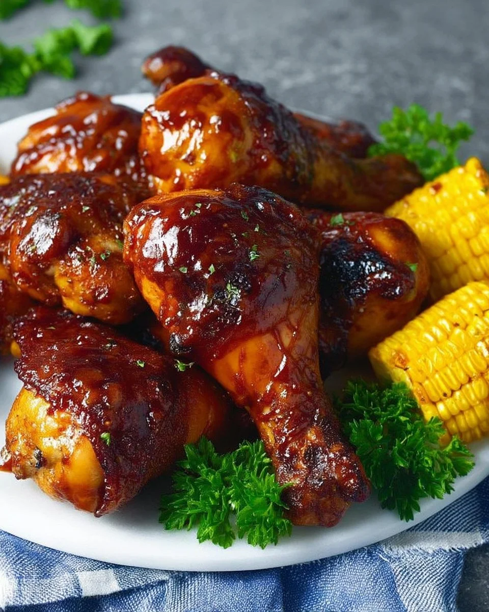 Delicious grilled BBQ chicken served with side dishes on a plate