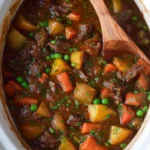 A bowl of best ever beef stew with tender meat and vegetables