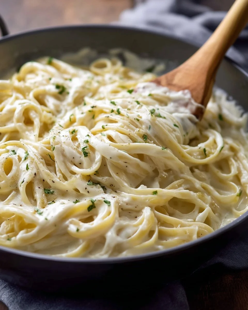 Delicious homemade Alfredo sauce ready to serve over pasta