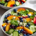 Fresh Blueberry Peach Salad with vibrant fruits and greens