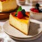 Delicious slice of Burnt Cream Cheesecake with caramelized top
