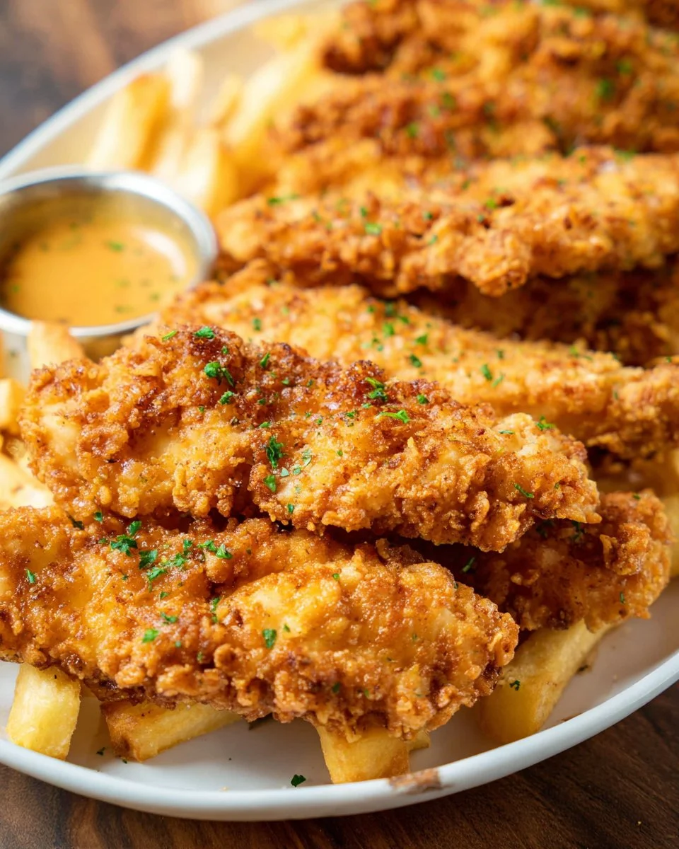Buttermilk chicken tenders, marinated and fried to golden perfection
