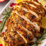 Cajun boneless turkey breast seasoned with spices and herbs ready to serve.