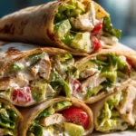 Chicken Avocado Caesar Salad Wrap with fresh ingredients and delicious dressing
