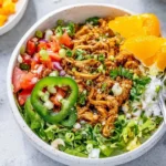 Delicious Chicken Carnitas served in a taco