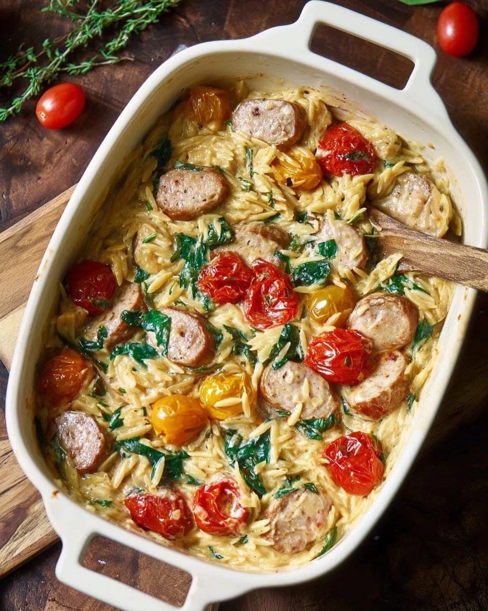 Chicken Sausage Orzo Casserole