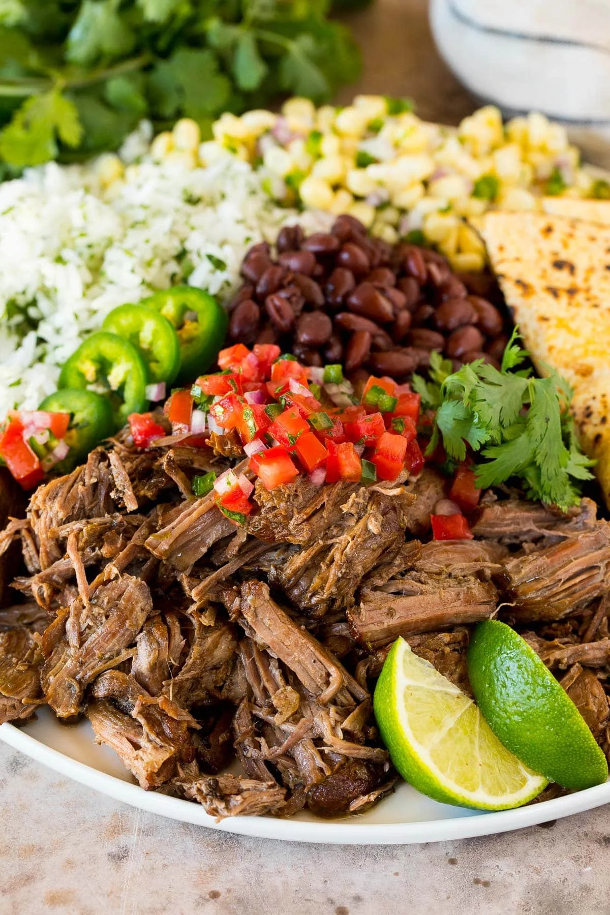 Delicious Chipotle Barbacoa served with tortillas and toppings