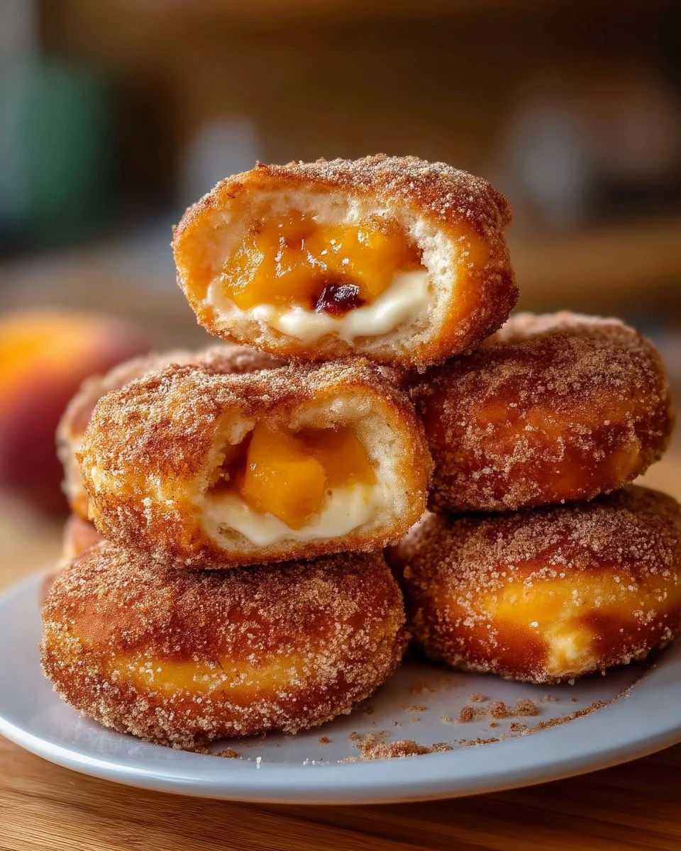 Classic Peach Cobbler Cheesecake Donuts