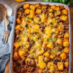 Delicious homemade Cowboy Casserole served in a bowl