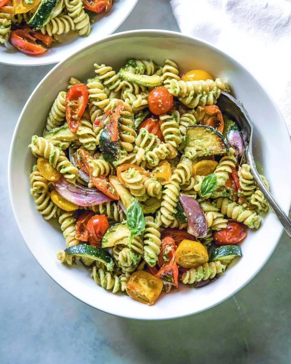 Creamy Avocado Pasta Salad with Roasted Vegetables