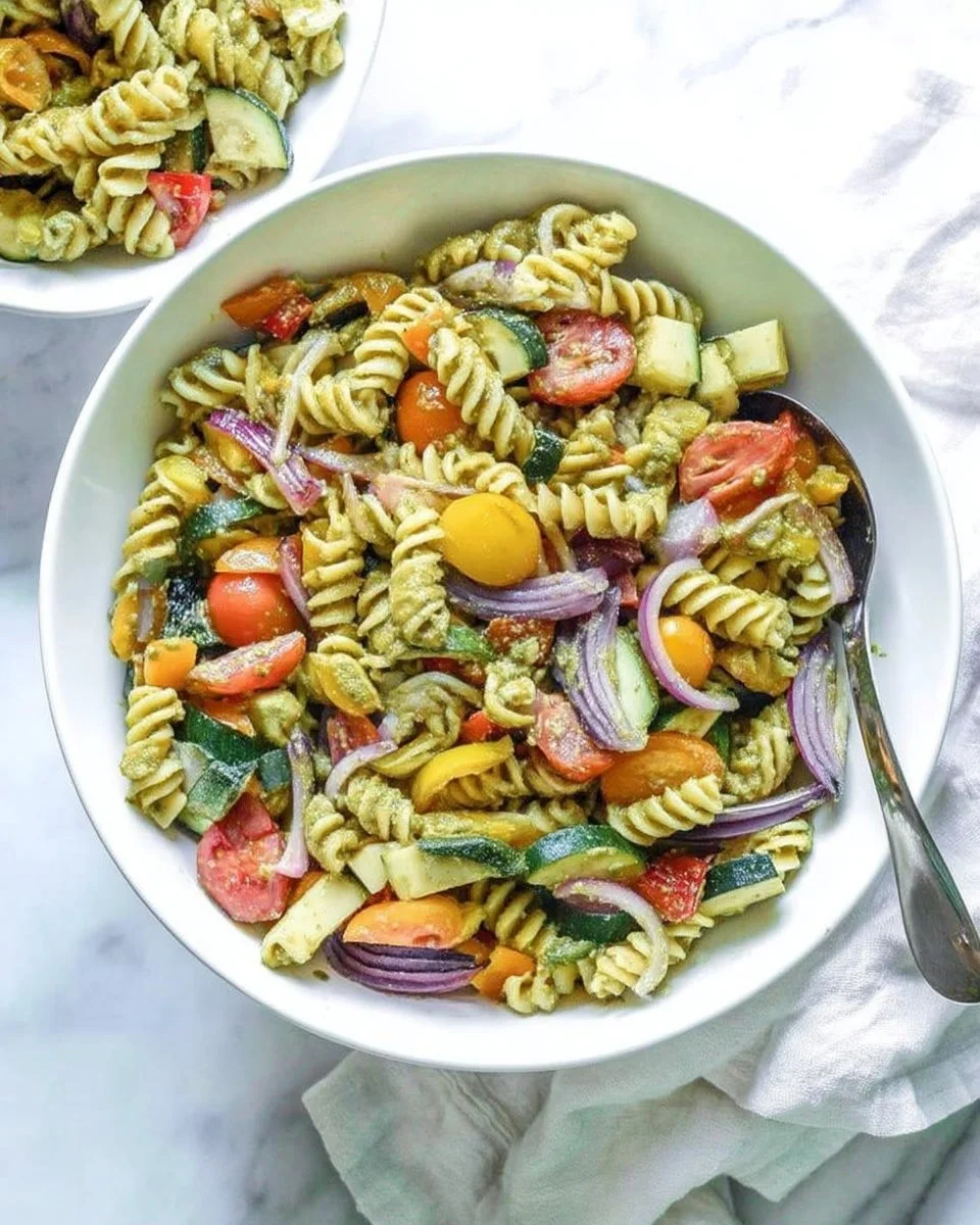 Creamy Avocado Pasta Salad with Roasted Vegetables