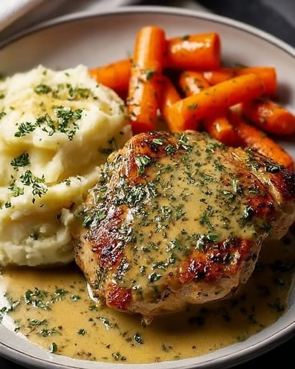 Creamy Herb Chicken with Mashed Potatoes & Glazed Carrots Bliss