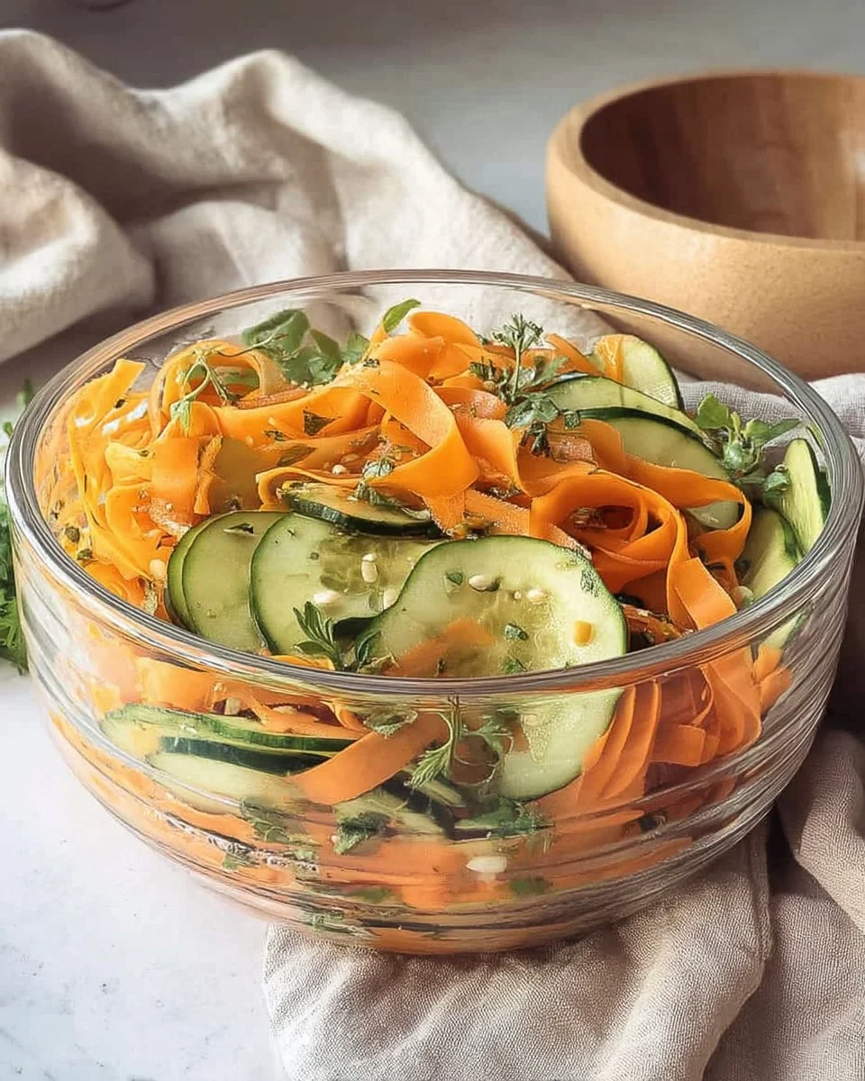 Fresh cucumber carrot salad with vibrant colors and healthy ingredients