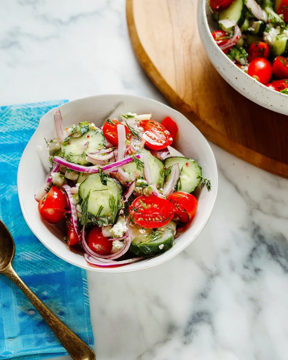 Cucumber Tomato Salad with Greek Dressing