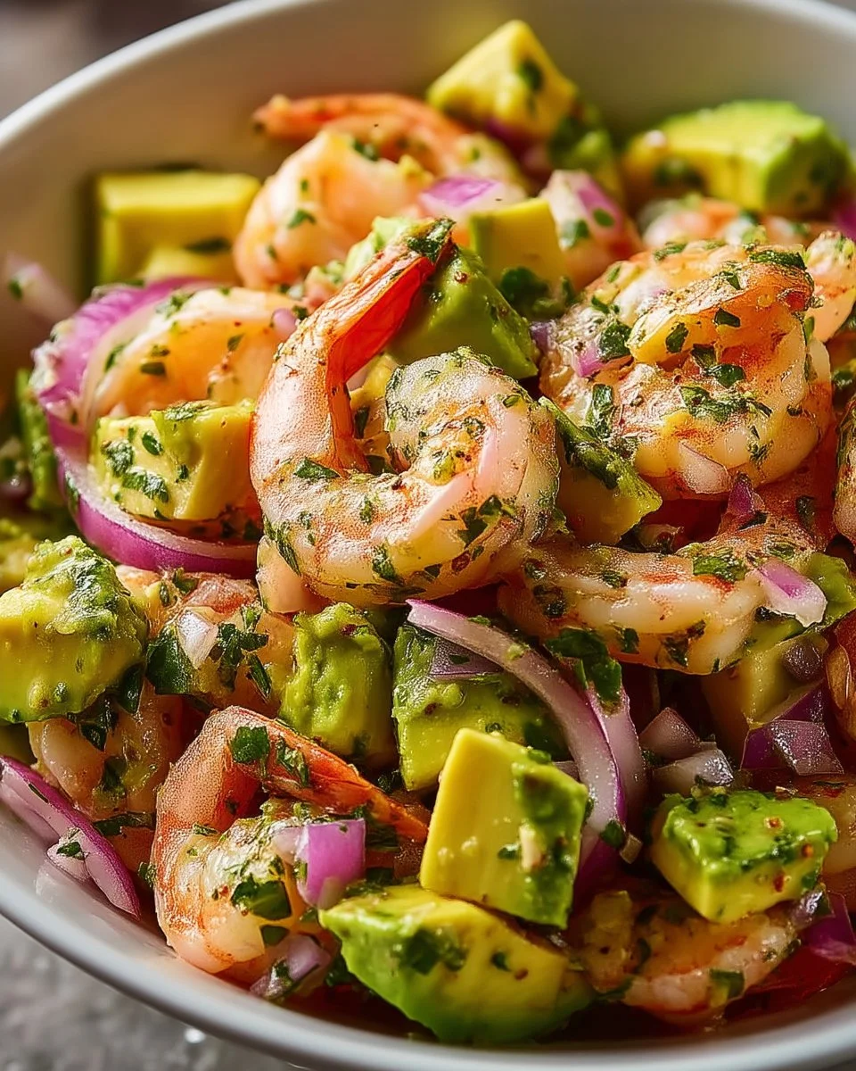Delicious shrimp avocado salad with fresh ingredients and vibrant colors
