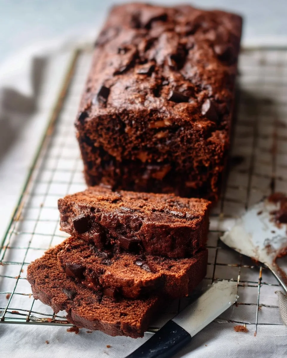 Deliciously moist double chocolate zucchini bread with rich chocolate flavor