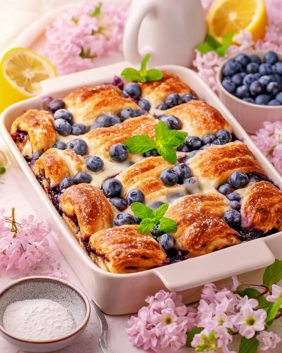 Delicious blueberry cream cheese danish bake with flaky pastry
