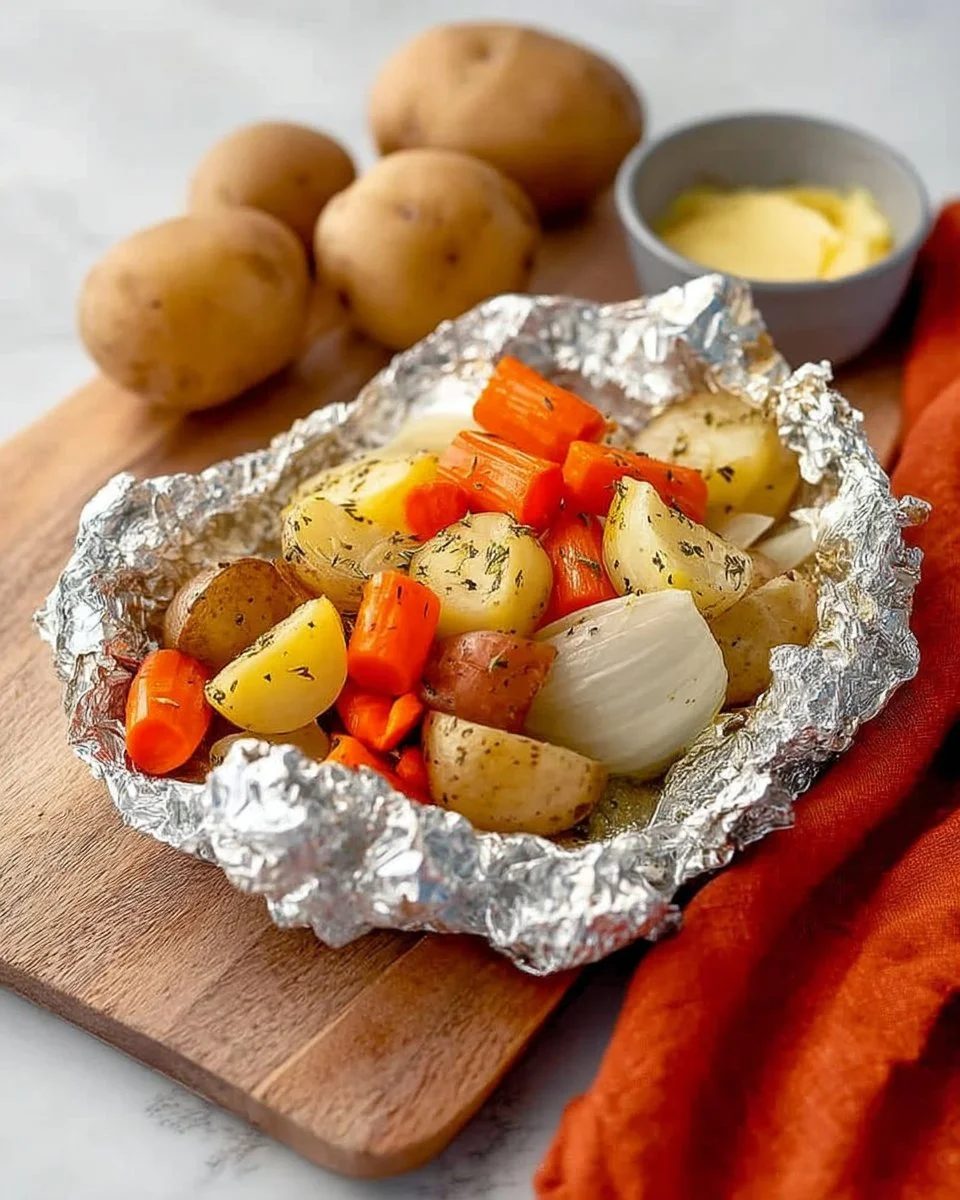 Easy Grilled Potato Carrot and Onion in Foil