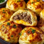 Garlic Parmesan Cheeseburger Bombs served with dipping sauce