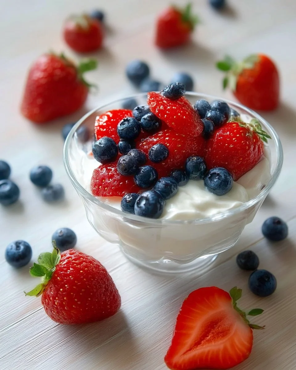 Delicious bowl of Greek yogurt topped with fresh berries for a healthy snack.